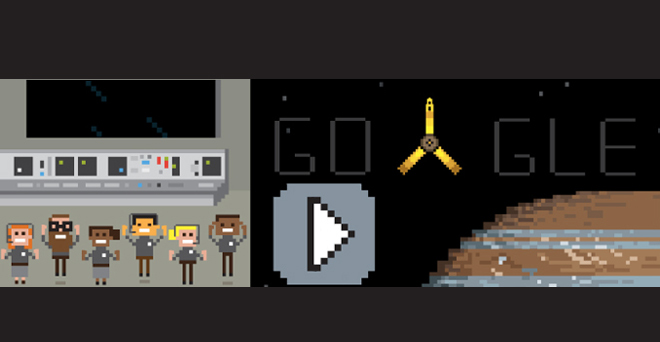 जूनो अभियान की सफलता के मौके पर गूगल ने जारी किया डूडल फोटो साभार - नासा