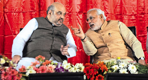 प्रधानमंत्री नरेन्द्र मोदी से साथ भाजपा अध्यक्ष अम‌ित शाह